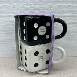 Sheffield Home DICE Coffee Tea Mug Set of 2 Black White Hand painted Square